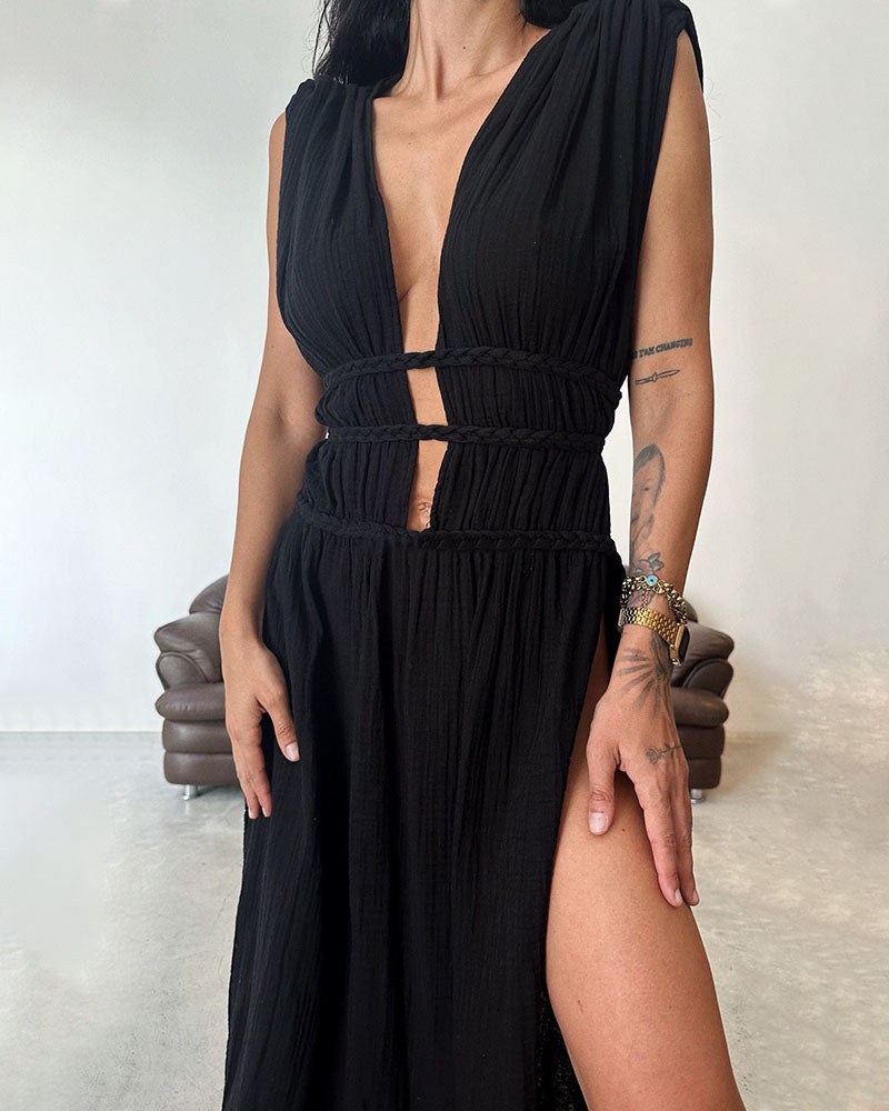 Taryn - Textured Slit Dress