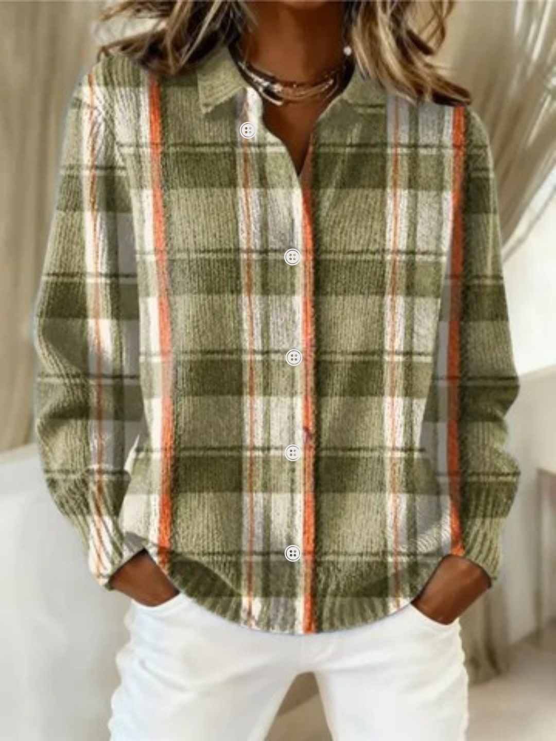 Ashiel - Plaid Button Blouse
