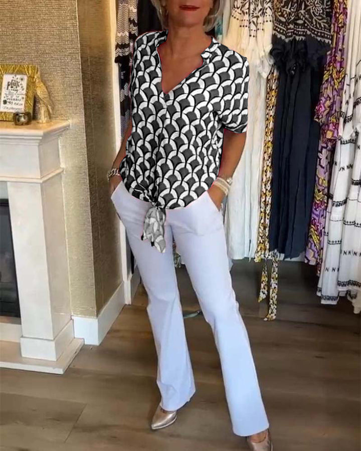 Zarae - Geometric Print Top