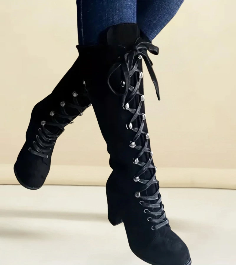 Amanda - Lace-Up High Heel Boots