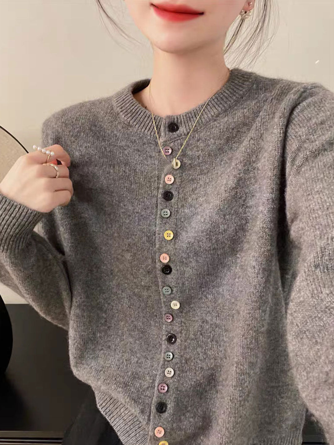 Avina - Playful Buttons Sweater
