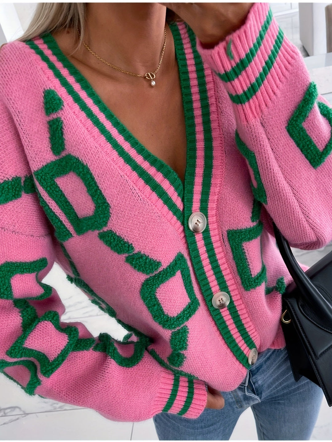 Zeria - Geometric Warm Cardigan