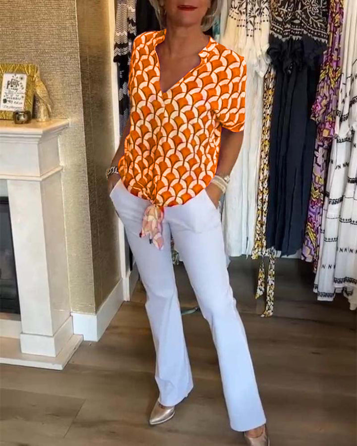 Zarae - Geometric Print Top