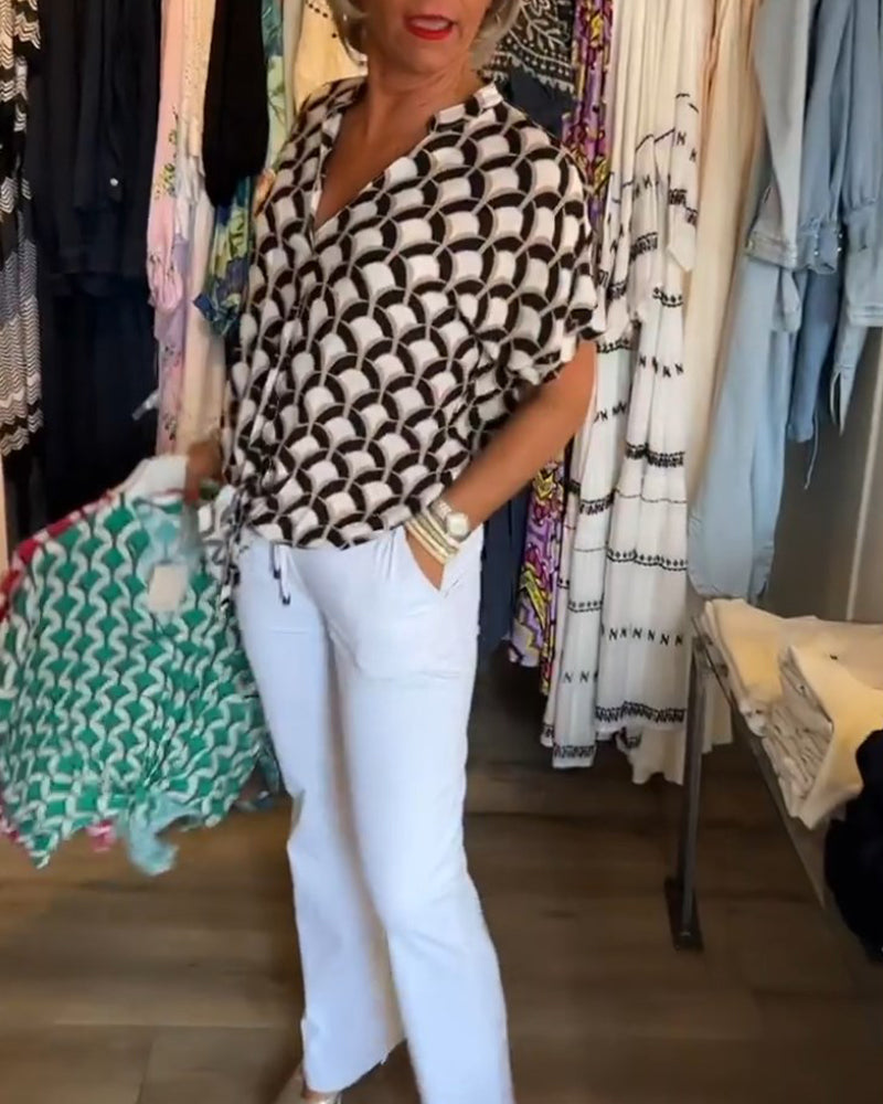 Zarae - Geometric Print Top