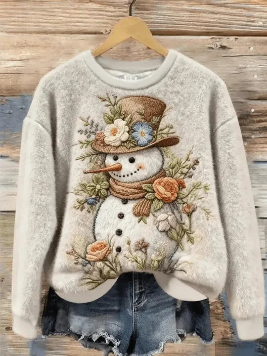 Mariela - Floral Snowman Printed Long Sleeve