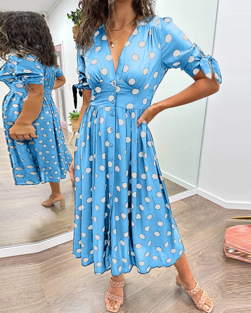 Bellamy - Polka Dots V-Neck Dress