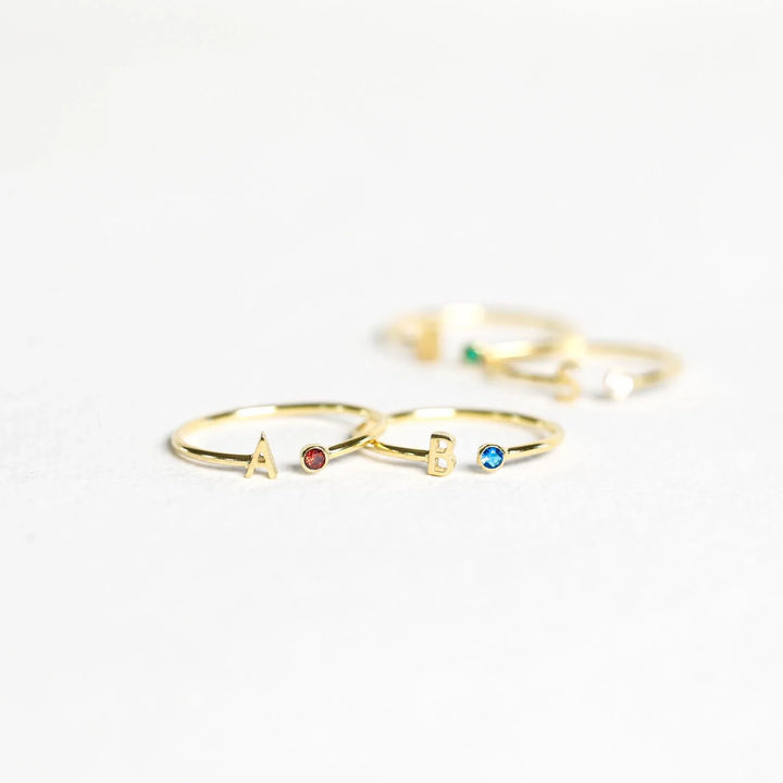 Eunice - Letter Birthstone Rings
