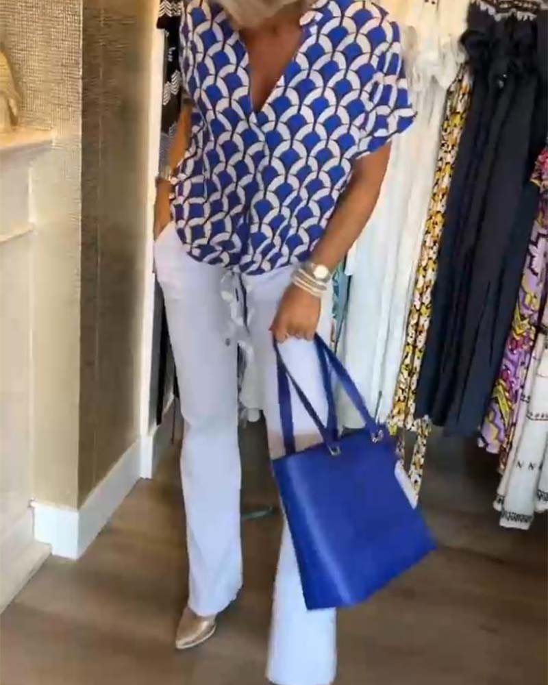 Zarae - Geometric Print Top