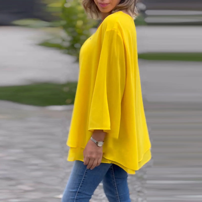 Heidi - V-Neck Flowy Zipped Top