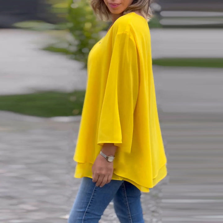 Heidi - V-Neck Flowy Zipped Top