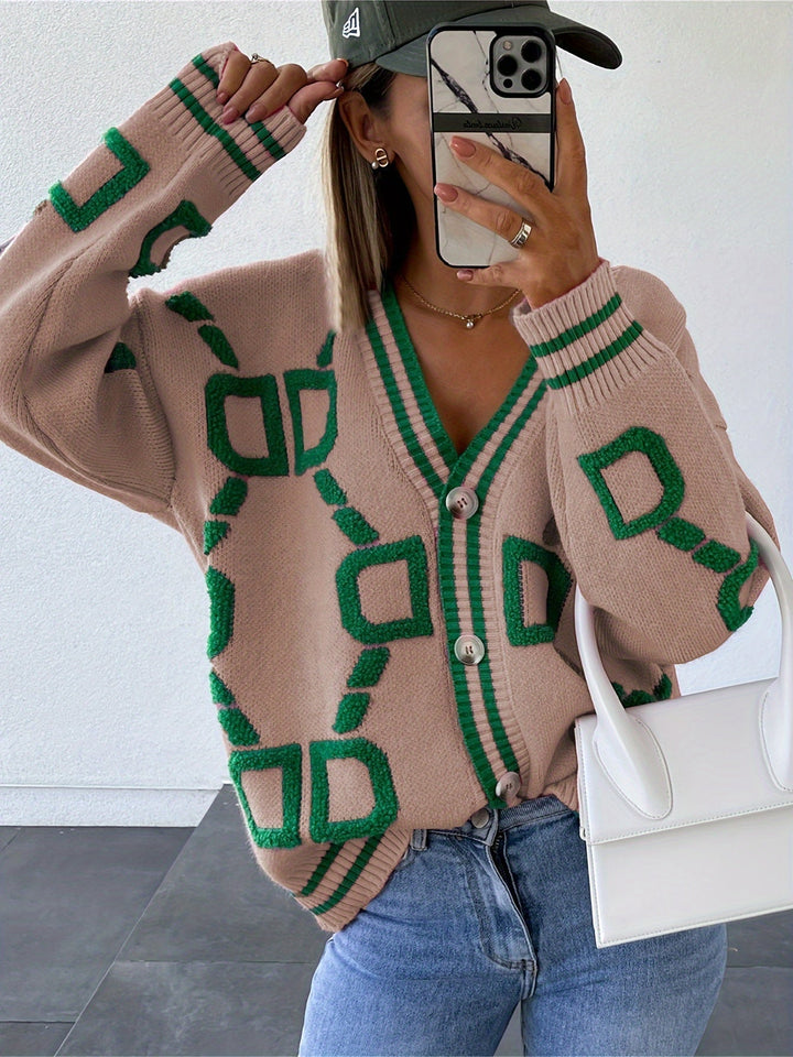Zeria - Geometric Warm Cardigan