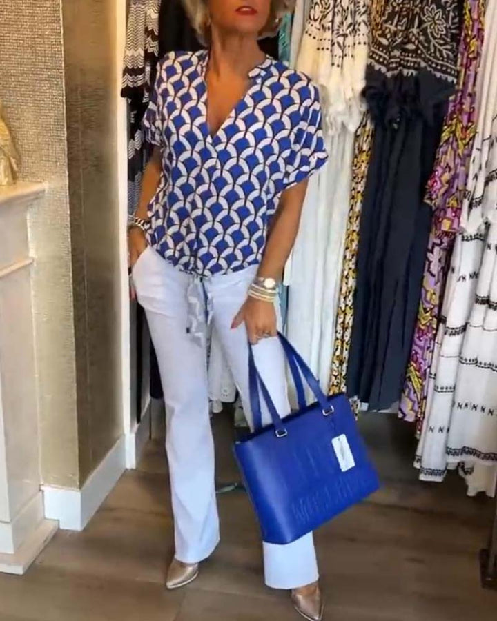 Zarae - Geometric Print Top