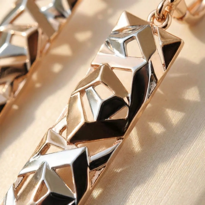 Mabel - Rectangular Gold & Silver Earrings