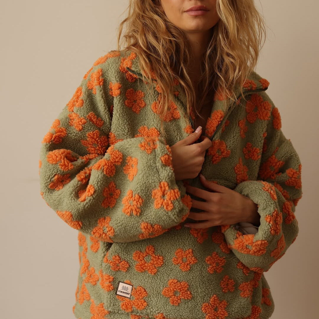 Esme - Fuzzy Floral Jacket