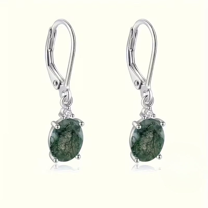 Danica - Moss Agate Rounded Earrings