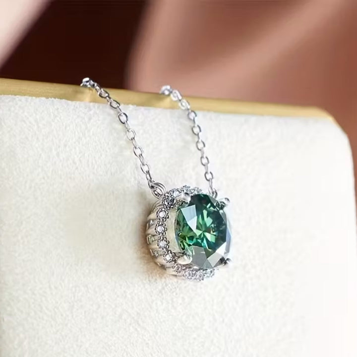 Zarla - Moss Agate Geometric Round Necklace