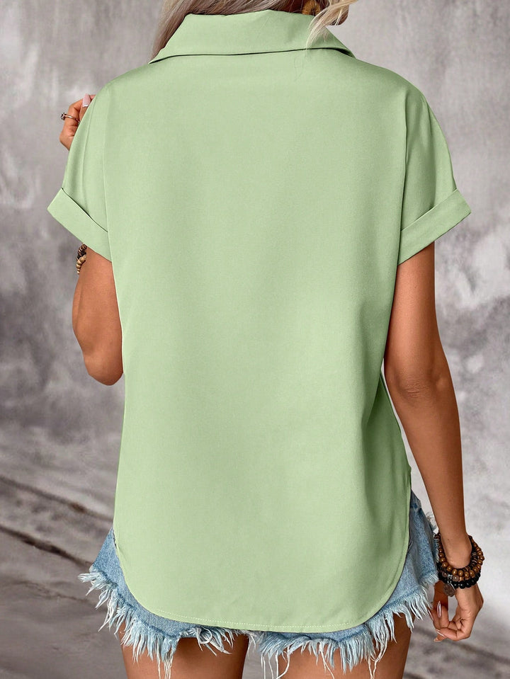 Camalia - Pleated Button-Up Top