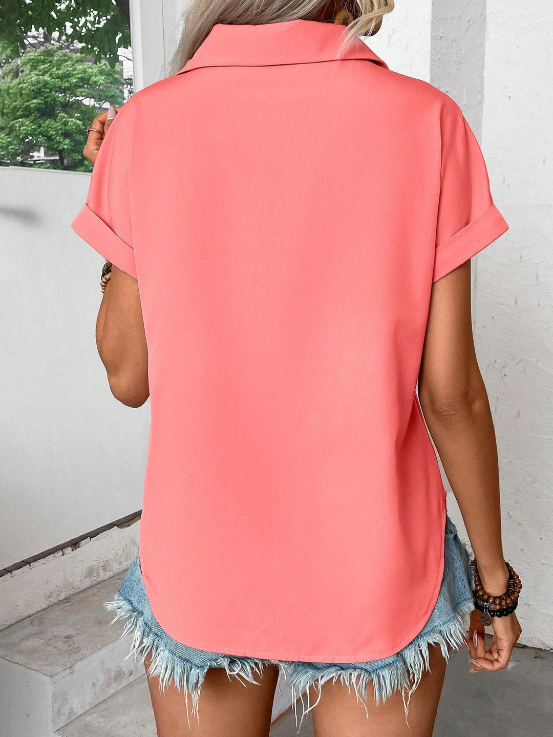 Camalia - Pleated Button-Up Top