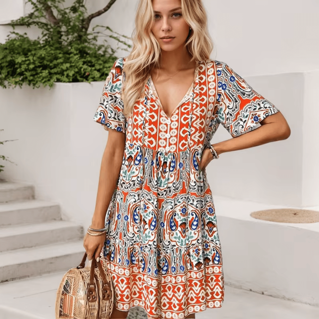 Cassia - Boho Printed Dress