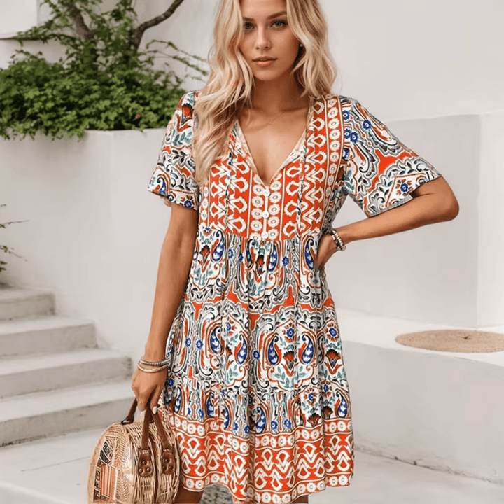 Cassia - Boho Printed Dress
