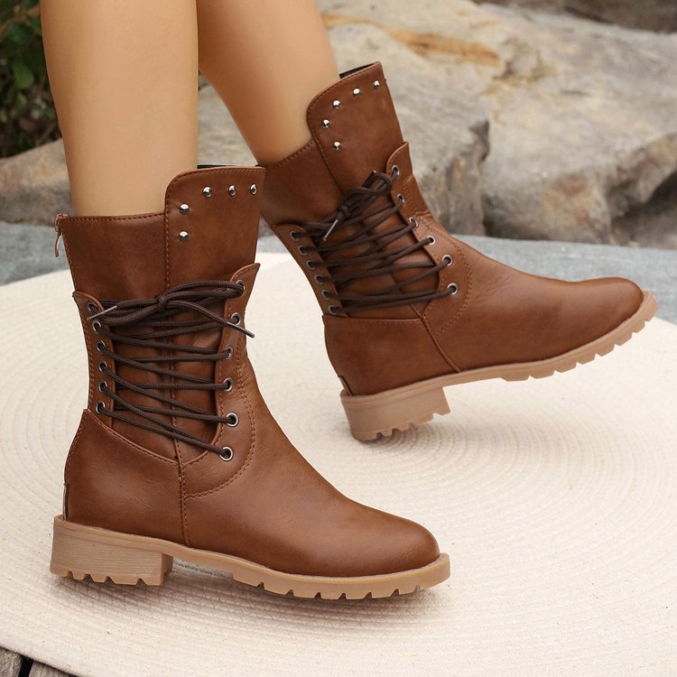 Kaitly - Edgy Lace-Up Boots