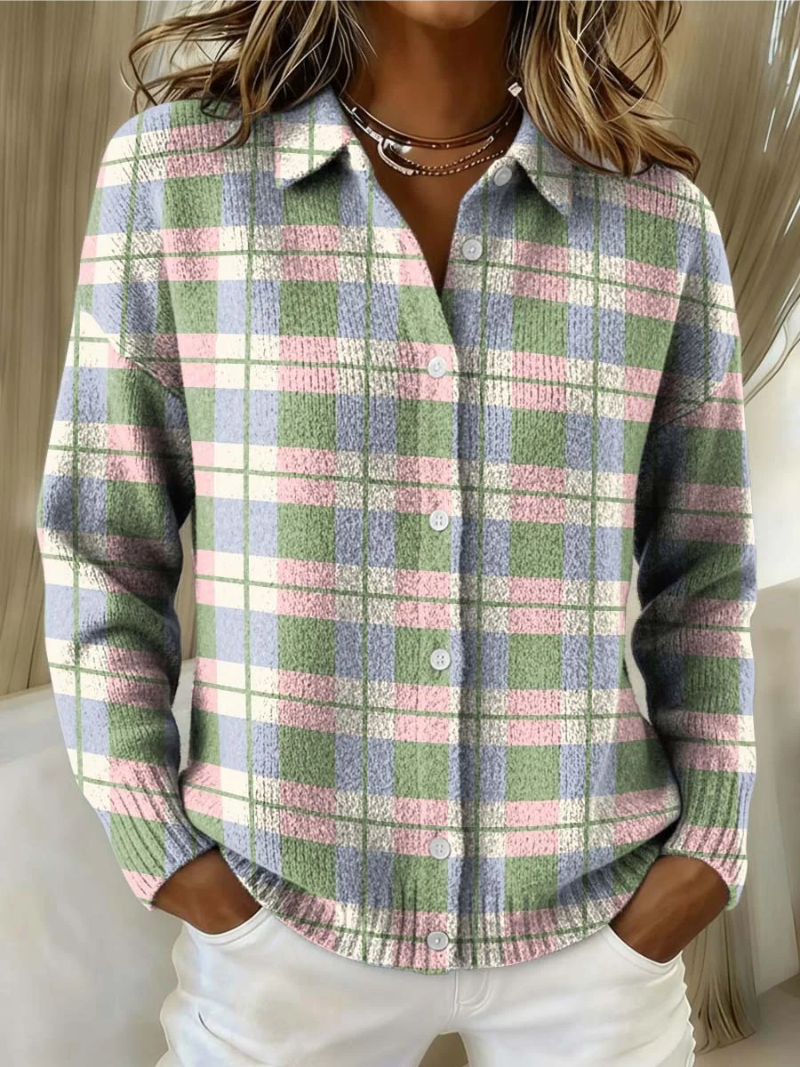 Roslyn - Casual Plaid Blouse