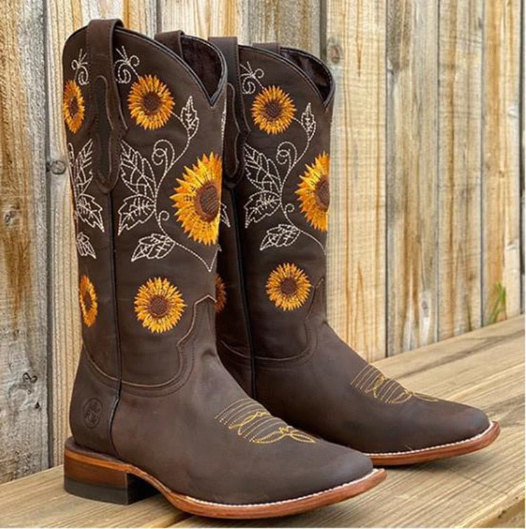 Dahlia - Sunflower Cowgirl Boots