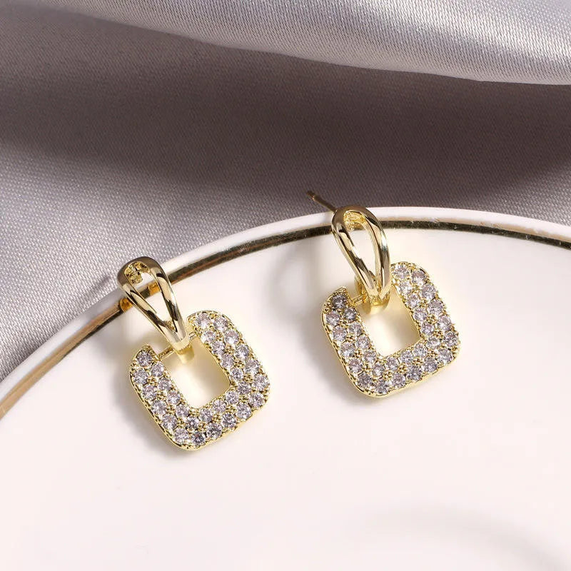 Loria - Square Crystal Earrings