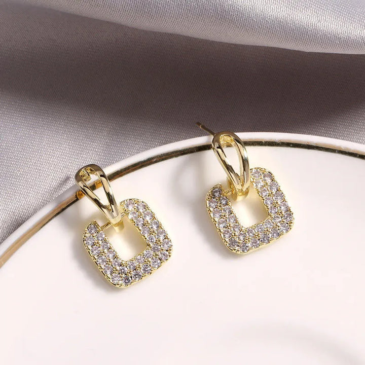 Loria - Square Crystal Earrings