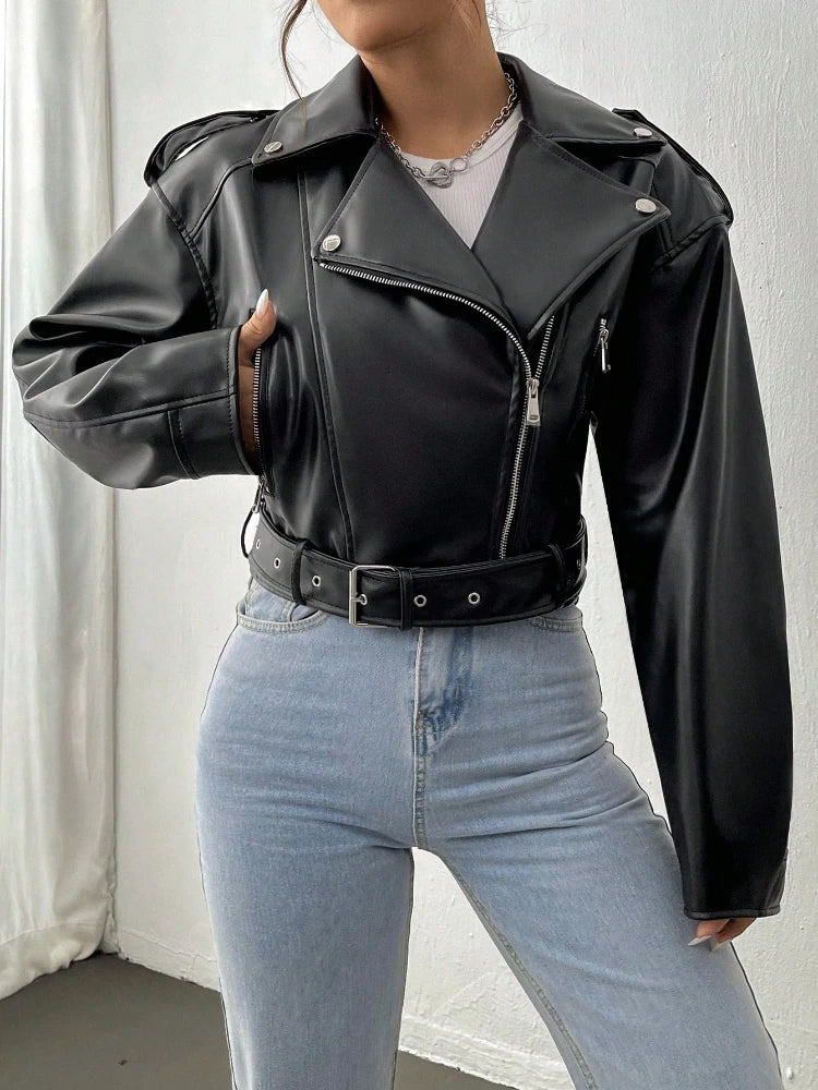 Zeraya - Cropped Rebel Moto Jacket