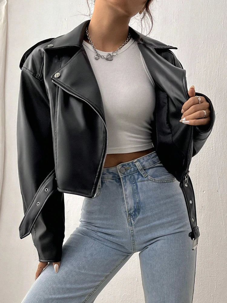 Zeraya - Cropped Rebel Moto Jacket