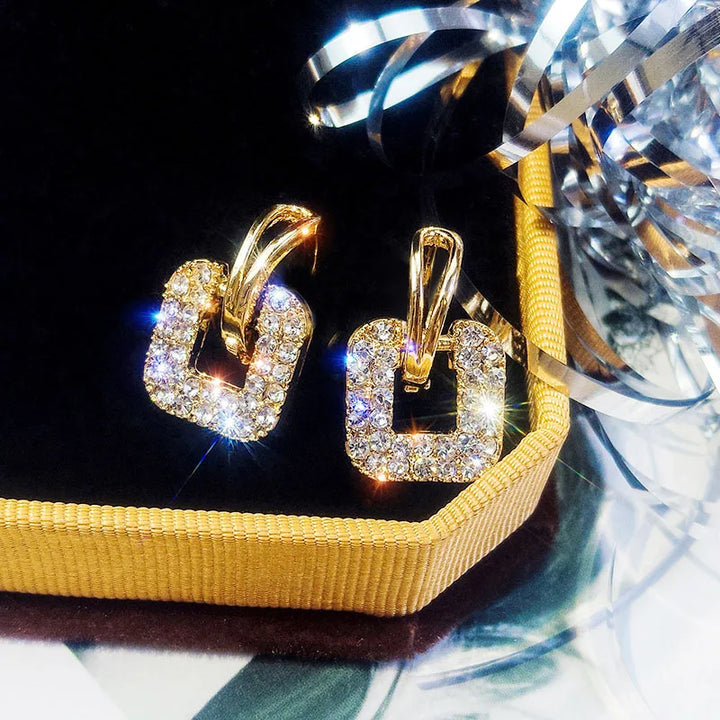 Loria - Square Crystal Earrings