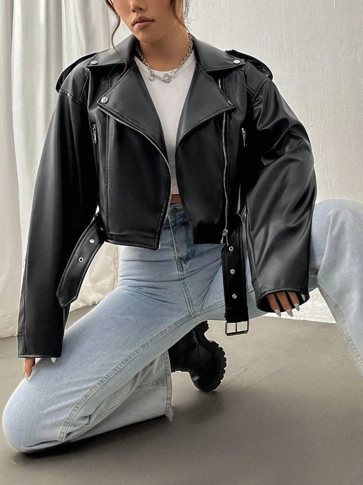 Zeraya - Cropped Rebel Moto Jacket