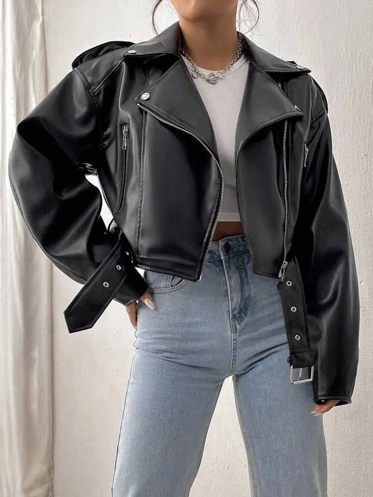 Zeraya - Cropped Rebel Moto Jacket