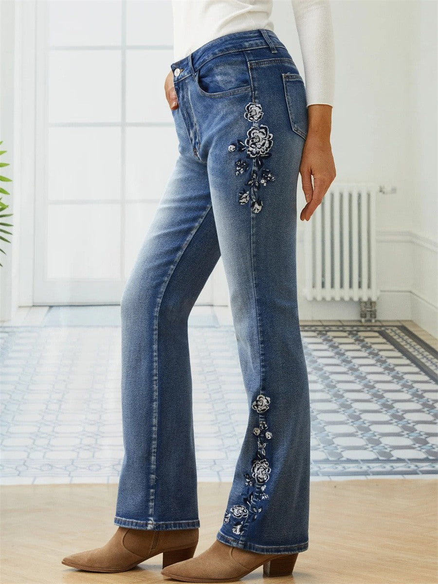 Zyrain - Floral Accent Jeans