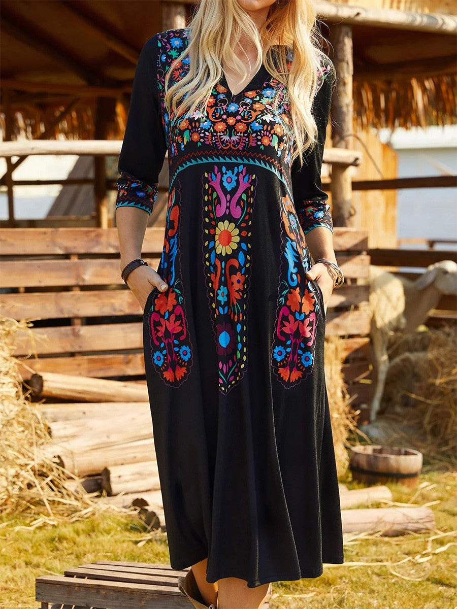 Amaris - Boho Vibes Print Dress