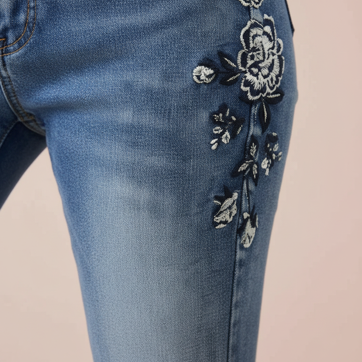Zyrain - Floral Accent Jeans
