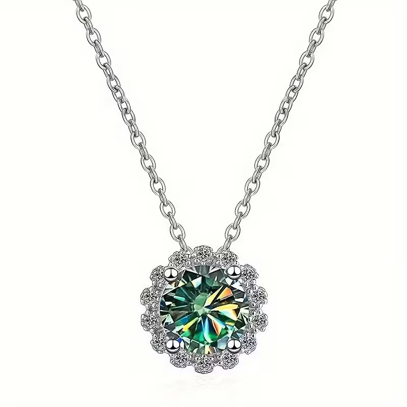 Zarla - Moss Agate Geometric Round Necklace