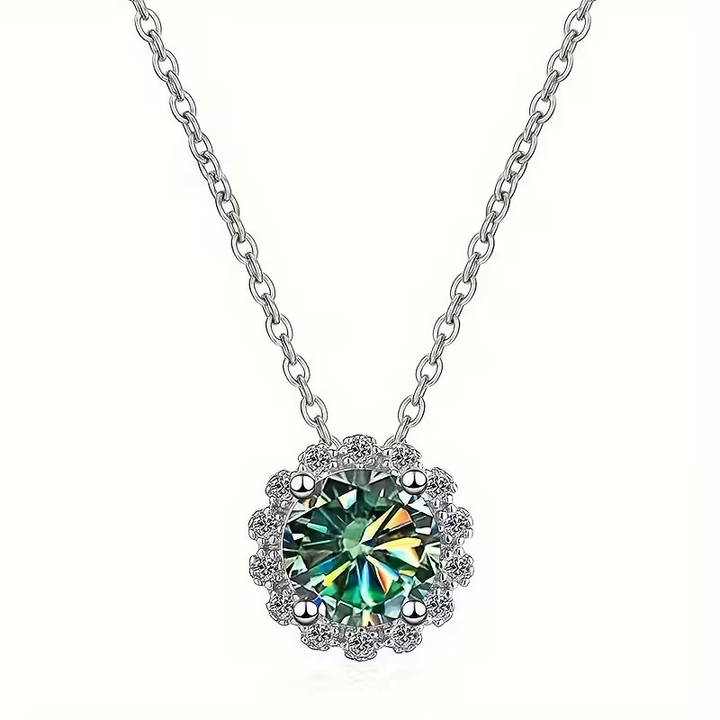 Zarla - Moss Agate Geometric Round Necklace