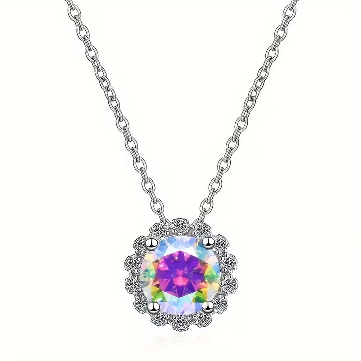 Zarla - Moss Agate Geometric Round Necklace