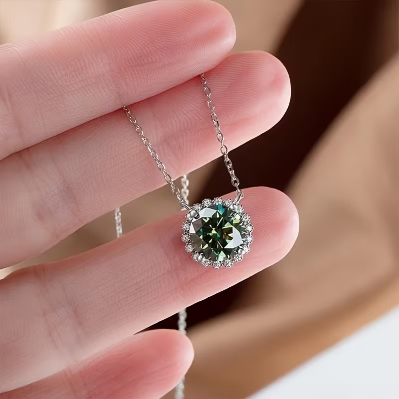 Zarla - Moss Agate Geometric Round Necklace