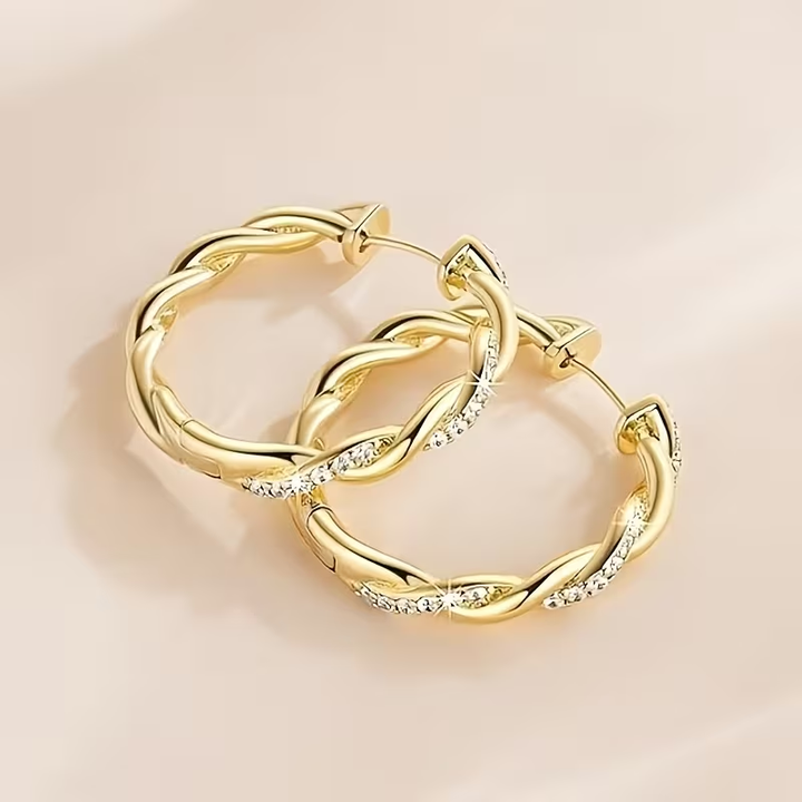 Kella - Twisted Crystal Hoop Earrings