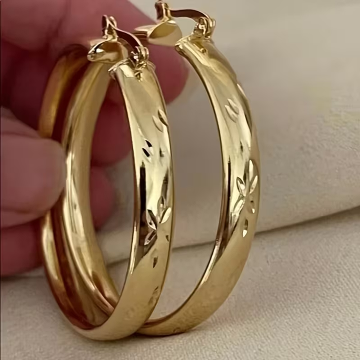 Jenny - Retro Golden Hoop Earrings