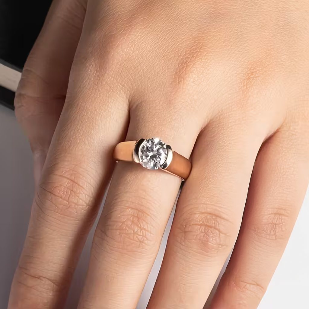 Sherly - Round Solitaire Gold Zirconia Ring